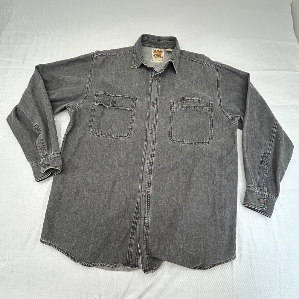 Joseph Abboud JOE Just One Earth Mens M Faded Black Denim Button Down Work Shirt